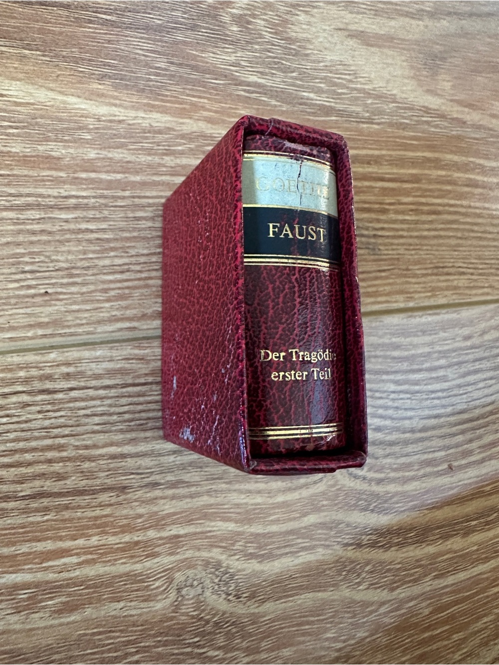 RARE Faust Leatherette Mini Book in Deep Red Antique Vintage Goethe German